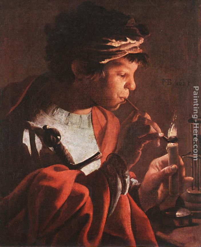 Boy Lighting a Pipe painting - Hendrick Terbrugghen Boy Lighting a Pipe art painting